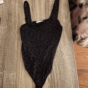 Gray and black cheetah print bodysuit